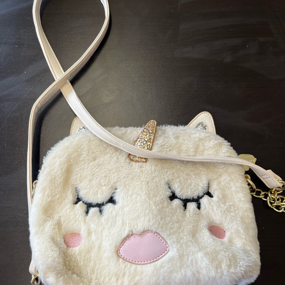 Betsey Johnson Cute Unicorn Plush Crossbody Bag EUC